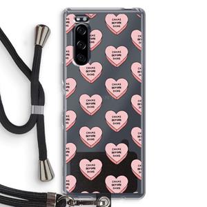 CaseCompany Chicks before dicks: Sony Xperia 5 Transparant Hoesje met koord