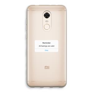 CaseCompany Reminder: Xiaomi Redmi 5 Transparant Hoesje