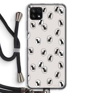 CaseCompany Miauw: Samsung Galaxy A22 5G Transparant Hoesje met koord