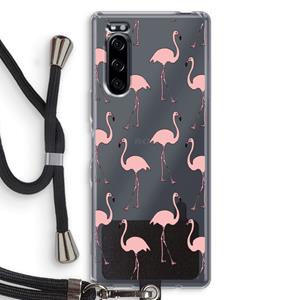CaseCompany Anything Flamingoes: Sony Xperia 5 Transparant Hoesje met koord