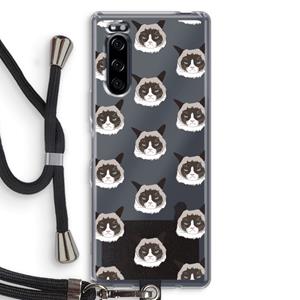 CaseCompany It's a Purrr Case: Sony Xperia 5 Transparant Hoesje met koord