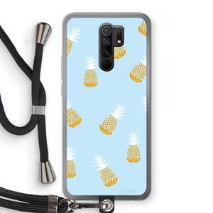 CaseCompany Ananasjes: Xiaomi Redmi 9 Transparant Hoesje met koord