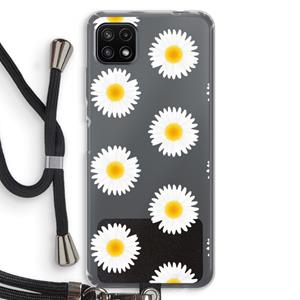 CaseCompany Margrietjes: Samsung Galaxy A22 5G Transparant Hoesje met koord