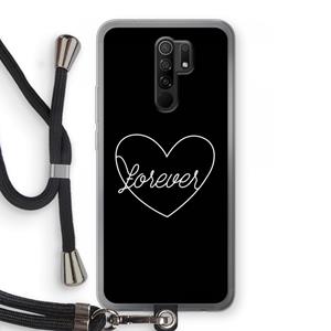 CaseCompany Forever heart black: Xiaomi Redmi 9 Transparant Hoesje met koord