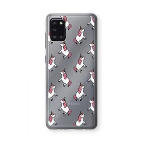 CaseCompany Eenhoorns overal: Samsung Galaxy A31 Transparant Hoesje