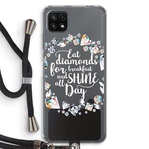 CaseCompany Diamonds: Samsung Galaxy A22 5G Transparant Hoesje met koord