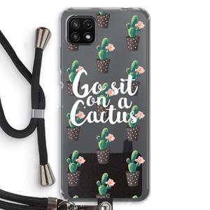 CaseCompany Cactus quote: Samsung Galaxy A22 5G Transparant Hoesje met koord