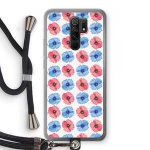 CaseCompany Klaproosjes: Xiaomi Redmi 9 Transparant Hoesje met koord
