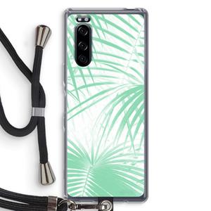 CaseCompany Palmbladeren: Sony Xperia 5 Transparant Hoesje met koord