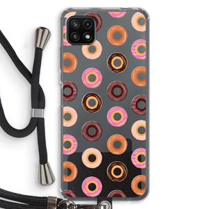 CaseCompany Donuts: Samsung Galaxy A22 5G Transparant Hoesje met koord
