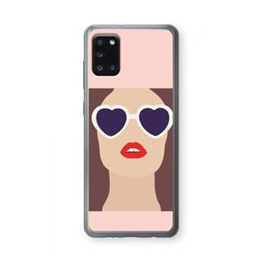 CaseCompany Red lips: Samsung Galaxy A31 Transparant Hoesje