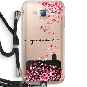 CaseCompany Hartjes en kusjes: Samsung Galaxy J3 (2016) Transparant Hoesje met koord