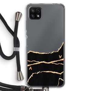 CaseCompany Gouden marmer: Samsung Galaxy A22 5G Transparant Hoesje met koord
