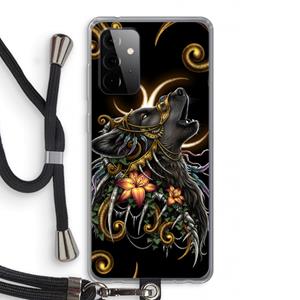 CaseCompany Huilende Wolf: Samsung Galaxy A72 5G Transparant Hoesje met koord