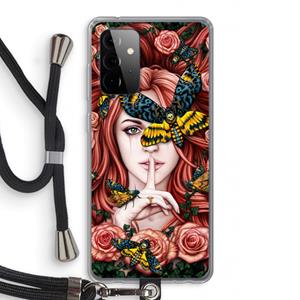 CaseCompany Lady Moth: Samsung Galaxy A72 5G Transparant Hoesje met koord