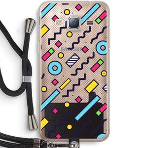 CaseCompany 8-bit N°8: Samsung Galaxy J3 (2016) Transparant Hoesje met koord