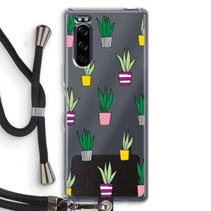 CaseCompany Sanseveria: Sony Xperia 5 Transparant Hoesje met koord