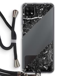 CaseCompany Zwart marmer: Samsung Galaxy A22 5G Transparant Hoesje met koord