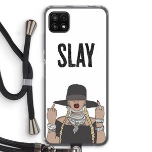 CaseCompany Slay All Day: Samsung Galaxy A22 5G Transparant Hoesje met koord