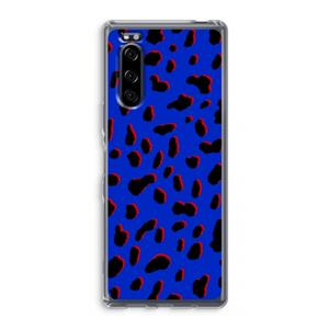 CaseCompany Blue Leopard: Sony Xperia 5 Transparant Hoesje