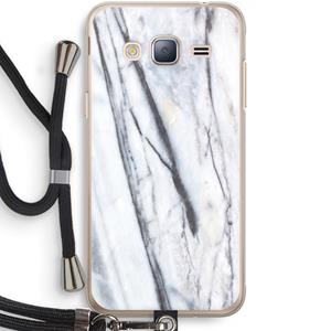 CaseCompany Gestreepte marmer: Samsung Galaxy J3 (2016) Transparant Hoesje met koord