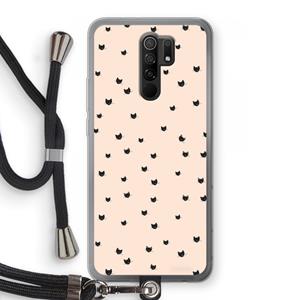 CaseCompany Kleine kattenkopjes: Xiaomi Redmi 9 Transparant Hoesje met koord
