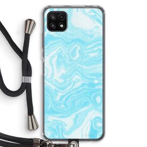 CaseCompany Waterverf blauw: Samsung Galaxy A22 5G Transparant Hoesje met koord
