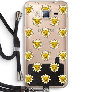 CaseCompany Leeuwenkoppen: Samsung Galaxy J3 (2016) Transparant Hoesje met koord