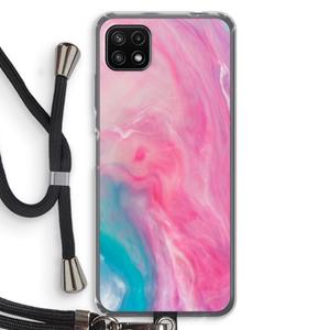 CaseCompany Roze explosie: Samsung Galaxy A22 5G Transparant Hoesje met koord