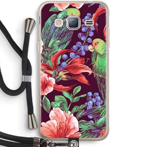CaseCompany Papegaaien: Samsung Galaxy J3 (2016) Transparant Hoesje met koord