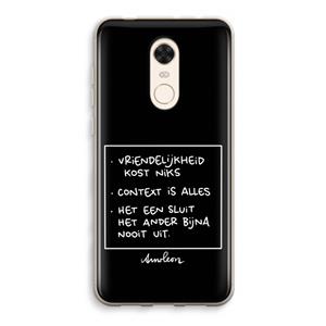 CaseCompany Mijn Motto's: Xiaomi Redmi 5 Transparant Hoesje