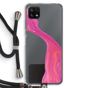 CaseCompany Paarse stroom: Samsung Galaxy A22 5G Transparant Hoesje met koord