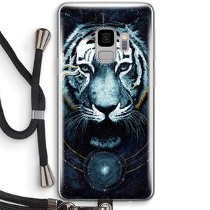 CaseCompany Darkness Tiger: Samsung Galaxy S9 Transparant Hoesje met koord