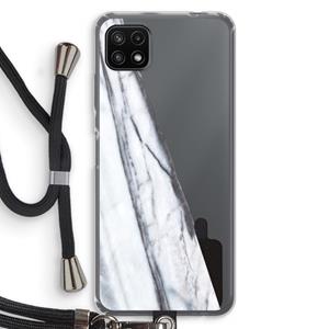 CaseCompany Gestreepte marmer: Samsung Galaxy A22 5G Transparant Hoesje met koord