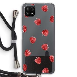 CaseCompany Framboosjes: Samsung Galaxy A22 5G Transparant Hoesje met koord