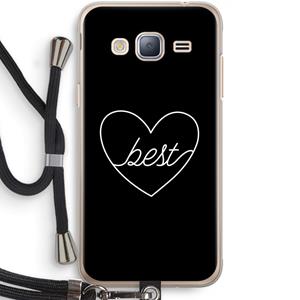 CaseCompany Best heart black: Samsung Galaxy J3 (2016) Transparant Hoesje met koord