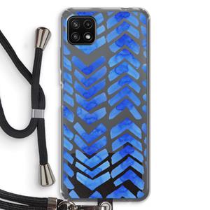 CaseCompany Blauwe pijlen: Samsung Galaxy A22 5G Transparant Hoesje met koord