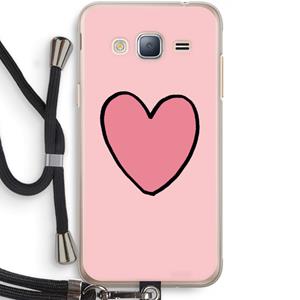 CaseCompany Hartje: Samsung Galaxy J3 (2016) Transparant Hoesje met koord