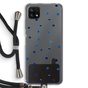CaseCompany Blauwe stippen: Samsung Galaxy A22 5G Transparant Hoesje met koord