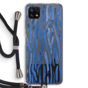 CaseCompany Blauwe nerven: Samsung Galaxy A22 5G Transparant Hoesje met koord