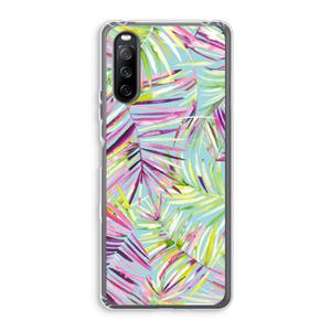 CaseCompany Tropical Palms Blue: Sony Xperia 10 III Transparant Hoesje