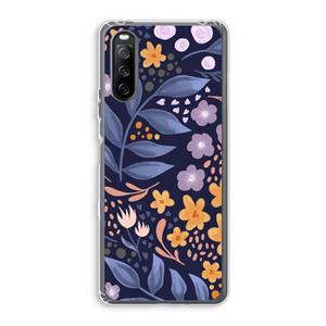 CaseCompany Flowers with blue leaves: Sony Xperia 10 III Transparant Hoesje