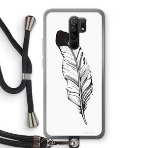 CaseCompany Pluim: Xiaomi Redmi 9 Transparant Hoesje met koord
