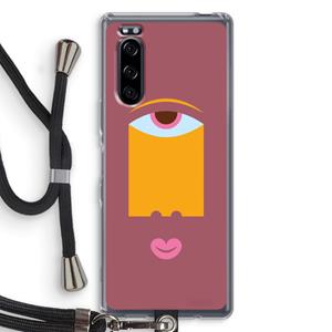 CaseCompany Mono V: Sony Xperia 5 Transparant Hoesje met koord