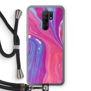 CaseCompany Paarse stroom: Xiaomi Redmi 9 Transparant Hoesje met koord