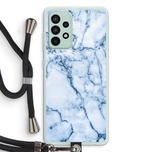 CaseCompany Blauw marmer: Samsung Galaxy A52s 5G Transparant Hoesje met koord