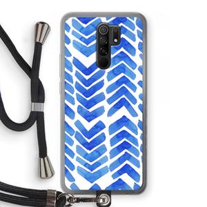 CaseCompany Blauwe pijlen: Xiaomi Redmi 9 Transparant Hoesje met koord