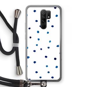 CaseCompany Blauwe stippen: Xiaomi Redmi 9 Transparant Hoesje met koord
