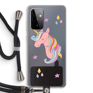 CaseCompany Roze eenhoorn: Samsung Galaxy A72 5G Transparant Hoesje met koord