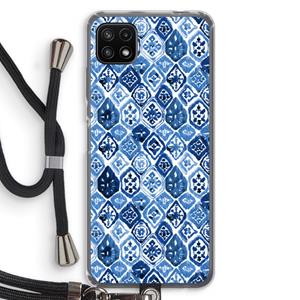 CaseCompany Blauw motief: Samsung Galaxy A22 5G Transparant Hoesje met koord